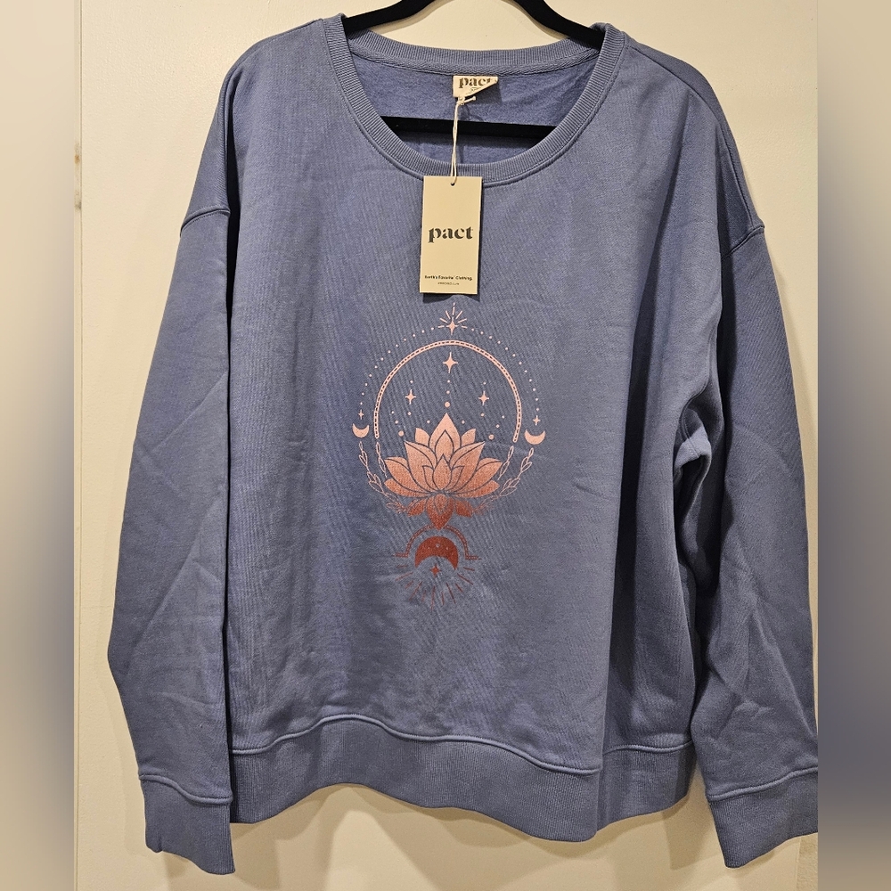 Pact Ombre Lotus Slouchy Crewneck Sweatshirt Organic Cotton 2X - Picture 3 of 7